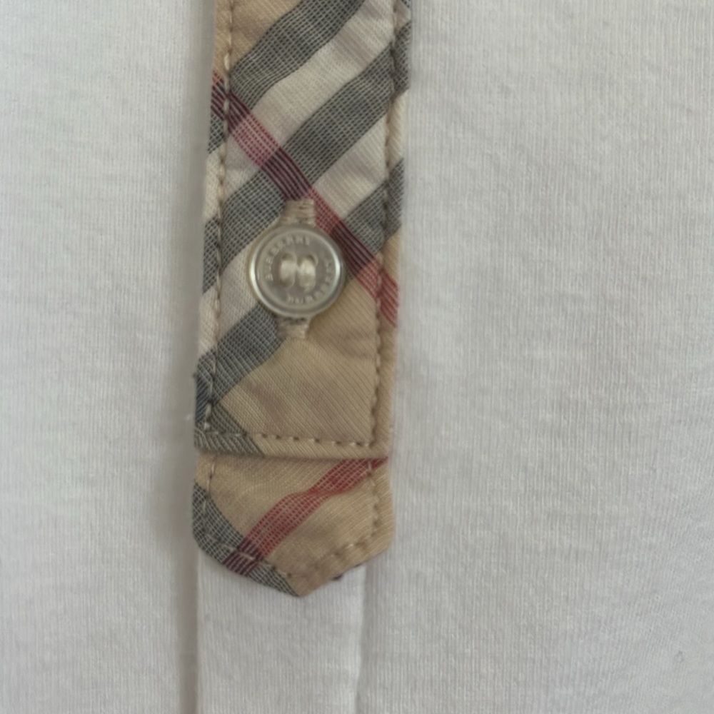 Burberry Kids White Onsie with Check Collar - Picture 6 of 6